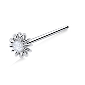 Gerbera Flower Shaped Silver Straight Nose Stud NSKA-10